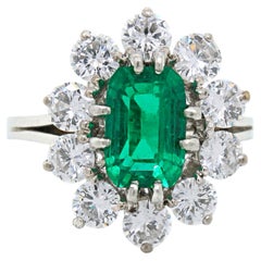 Vintage Columbian Emerald 'Minor-Oil', 1.88ct, and Diamond Ring, France