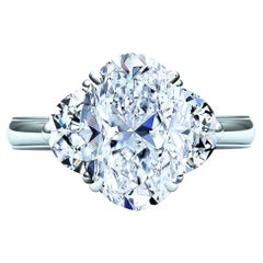 2 Carat Oval Three Stone Diamond Engagement Ring