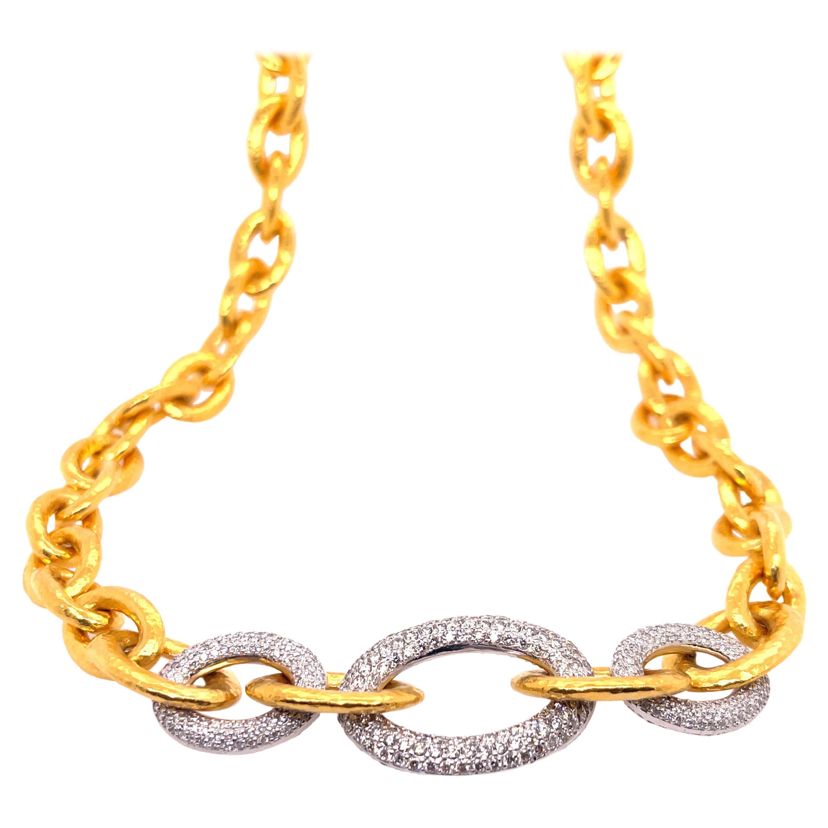 Gurhan Galahad Diamond Link Necklace 24K