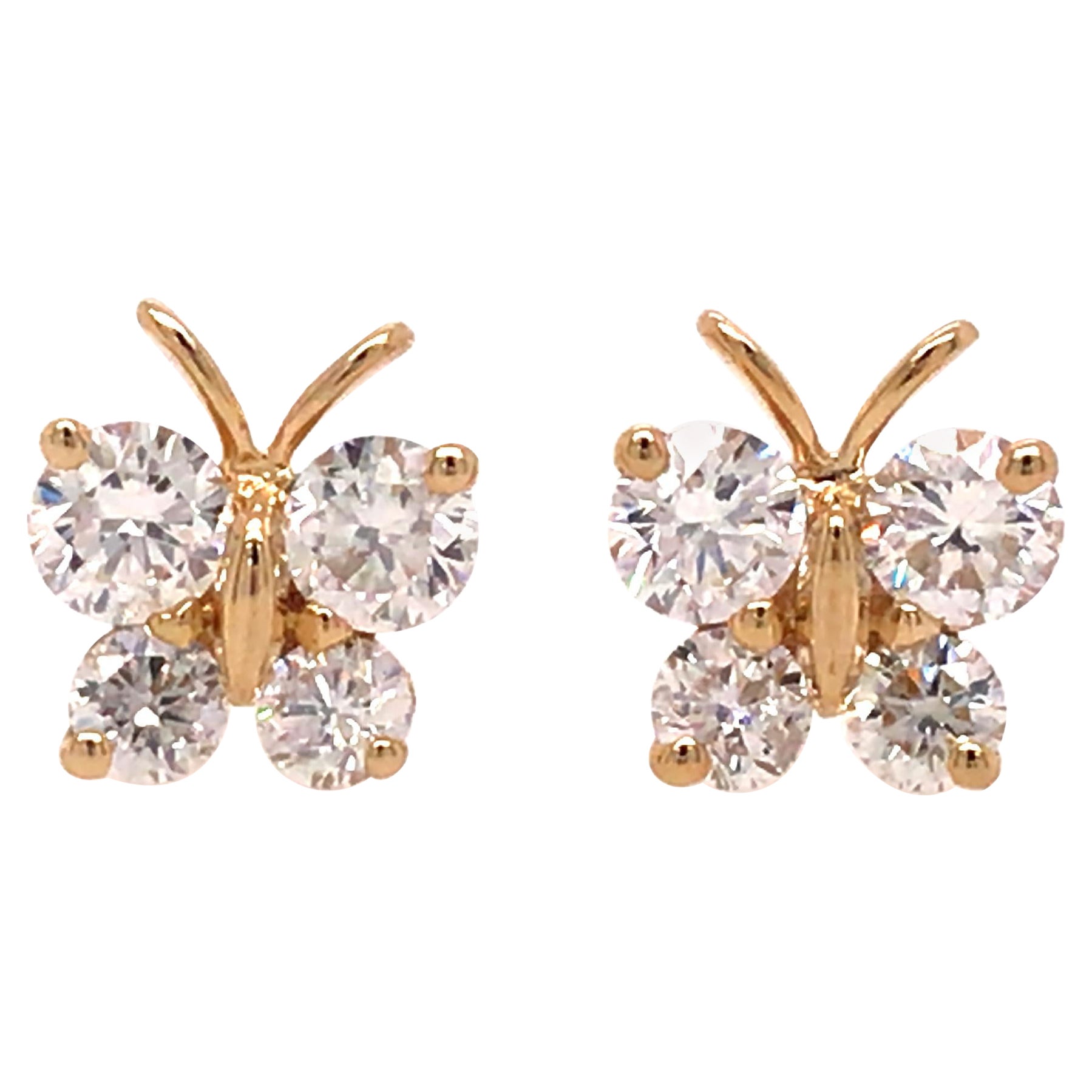 Diamond Butterfly Earrings For Sale at 1stDibs