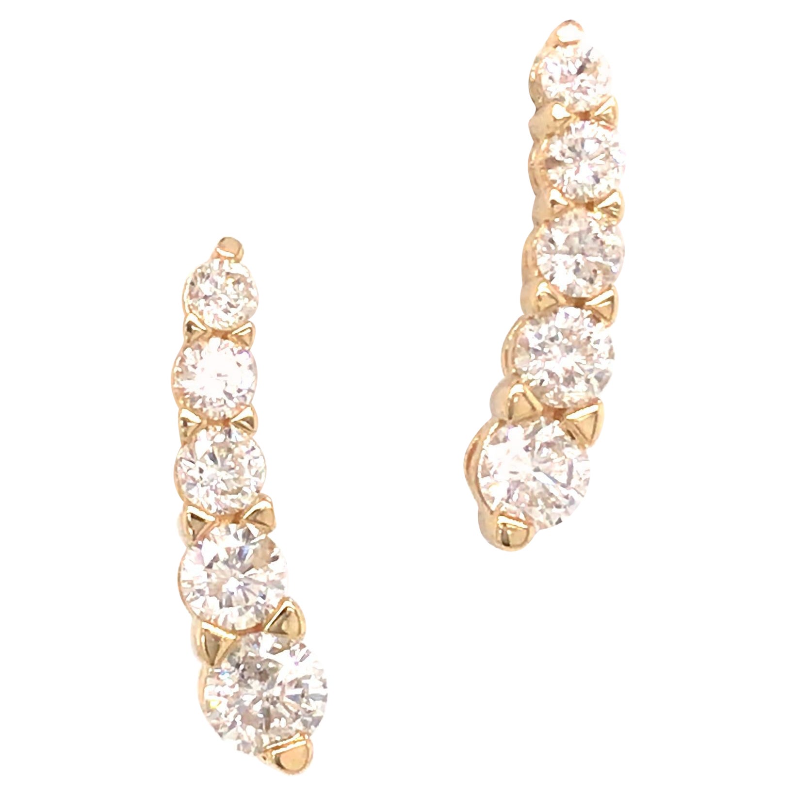 14K Diamond Graduated Stud Earrings Yellow Gold