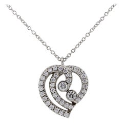 Tiffany & Co. 0.33 Carat Diamond Heart Pendant Necklace Platinum In Stock