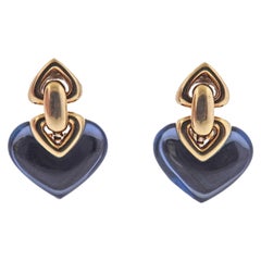 Bulgari Doppio Cuore London Blue Topaz Gold Earrings