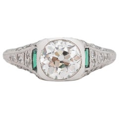 GIA 1.20 Carat Art Deco Diamond Platinum Engagement Ring