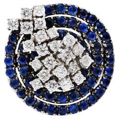 Roberta Porrati 3.10 Carats Diamond Sapphire 18 Karat White Gold Ring