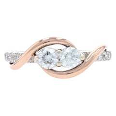 Diamant Bypass-Ring, Weißgold 14k 3/4ctw Zwei-Stein-Diamant