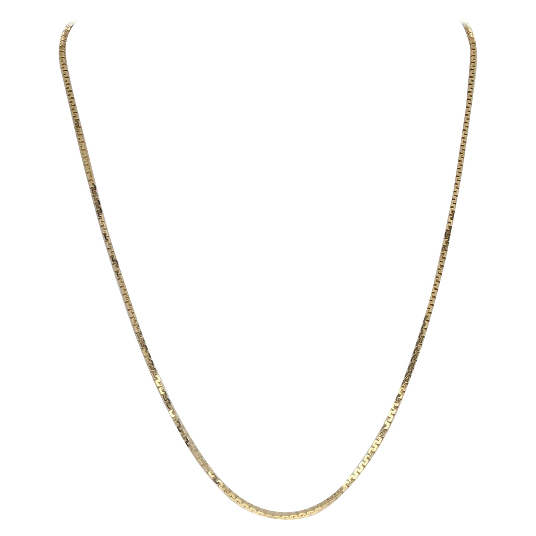 Yellow Gold Fancy Box Chain Necklace, 14k Italy