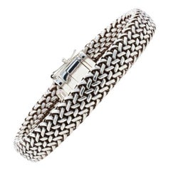 Sterling Silver Fancy Wheat Chain Bracelet, 925 Italy