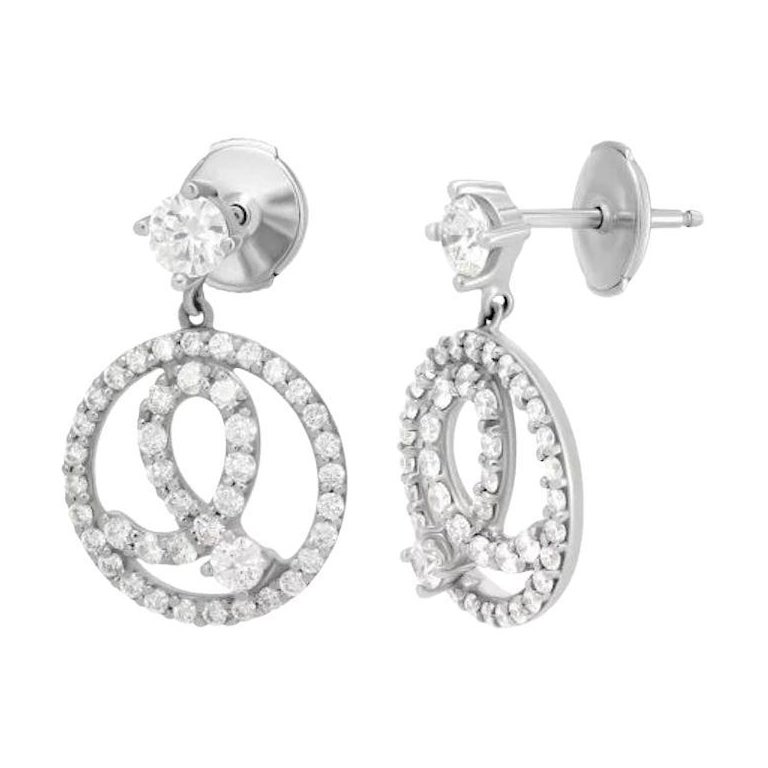 White Diamond Dangle Elegant Earrings for Her White Gold For Sale