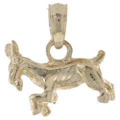 Yellow Gold Bearded Goat Petite Pendant, 14k Farm Livestock Etched Charm