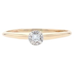 Yellow Gold Diamond Solitaire Engagement Ring, 14k Round Brilliant Cut Promise