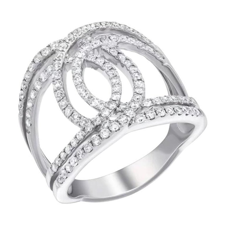 White Diamond White Gold Elegant Statement Fashion Ring for Her