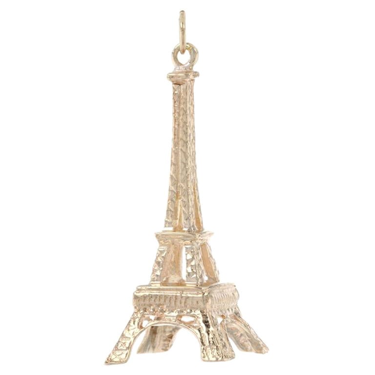 Yellow Gold Eiffel Tower Charm, 14k Paris, France Travel Souvenir Pendant