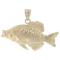 Yellow Gold Fish Pendant, 14k Aquatic Life Textured