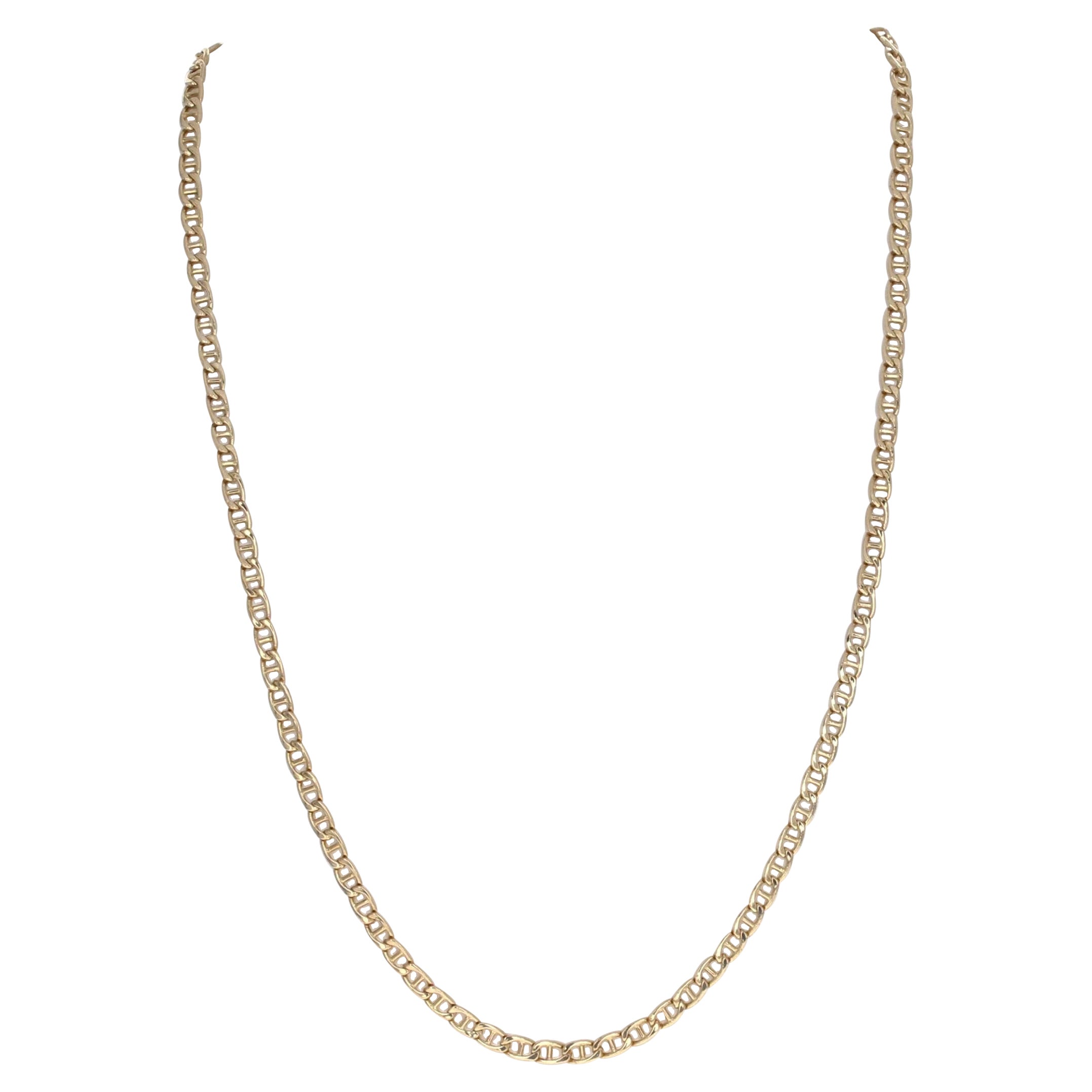 Yellow Gold Flat Anchor Chain Necklace, 14k, Italy