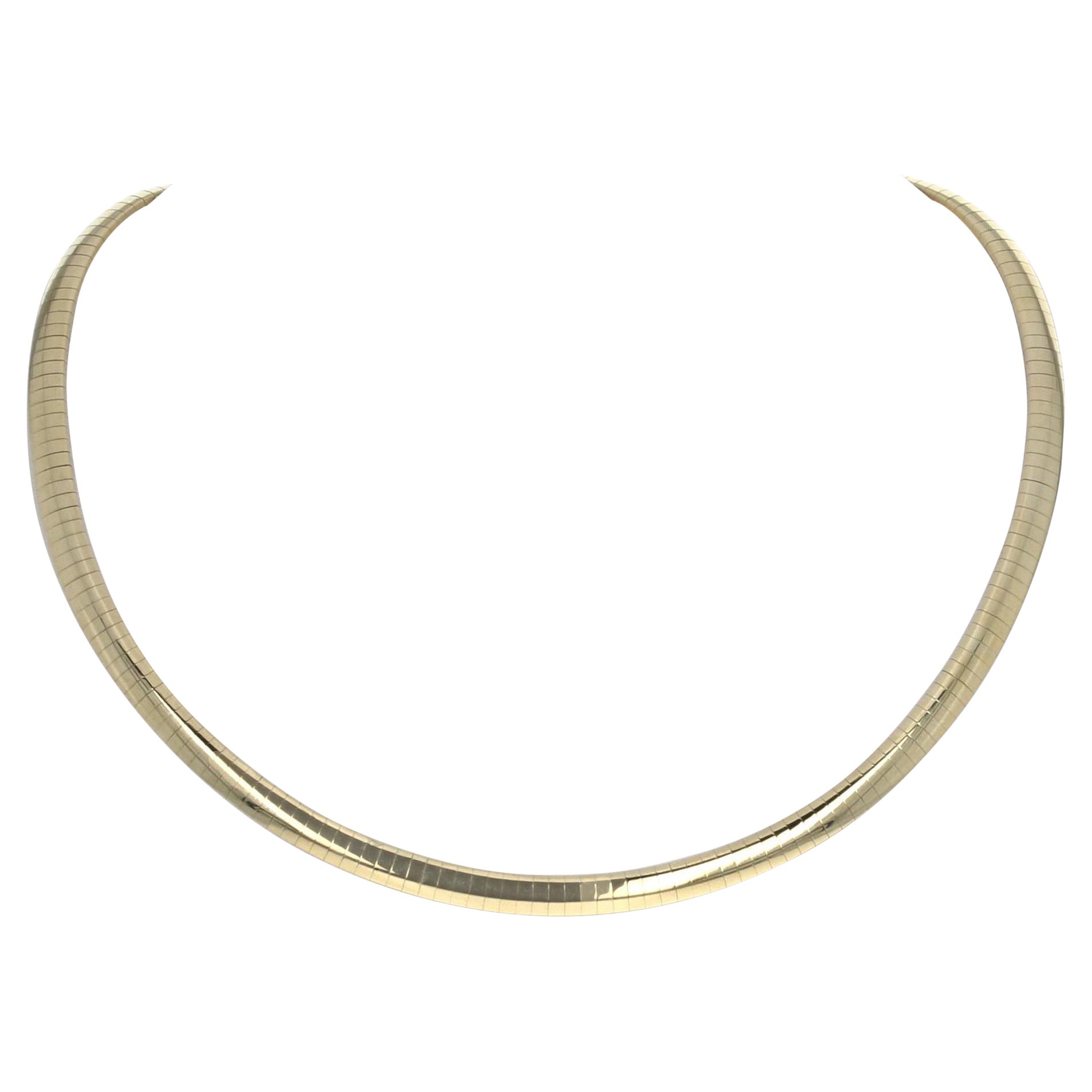 14K Italian Yellow Gold Flat Omega Chocker Necklace at 1stDibs | 14k ...