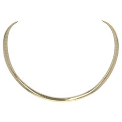 Yellow Gold Omega Chain Necklace, 14k, Italy