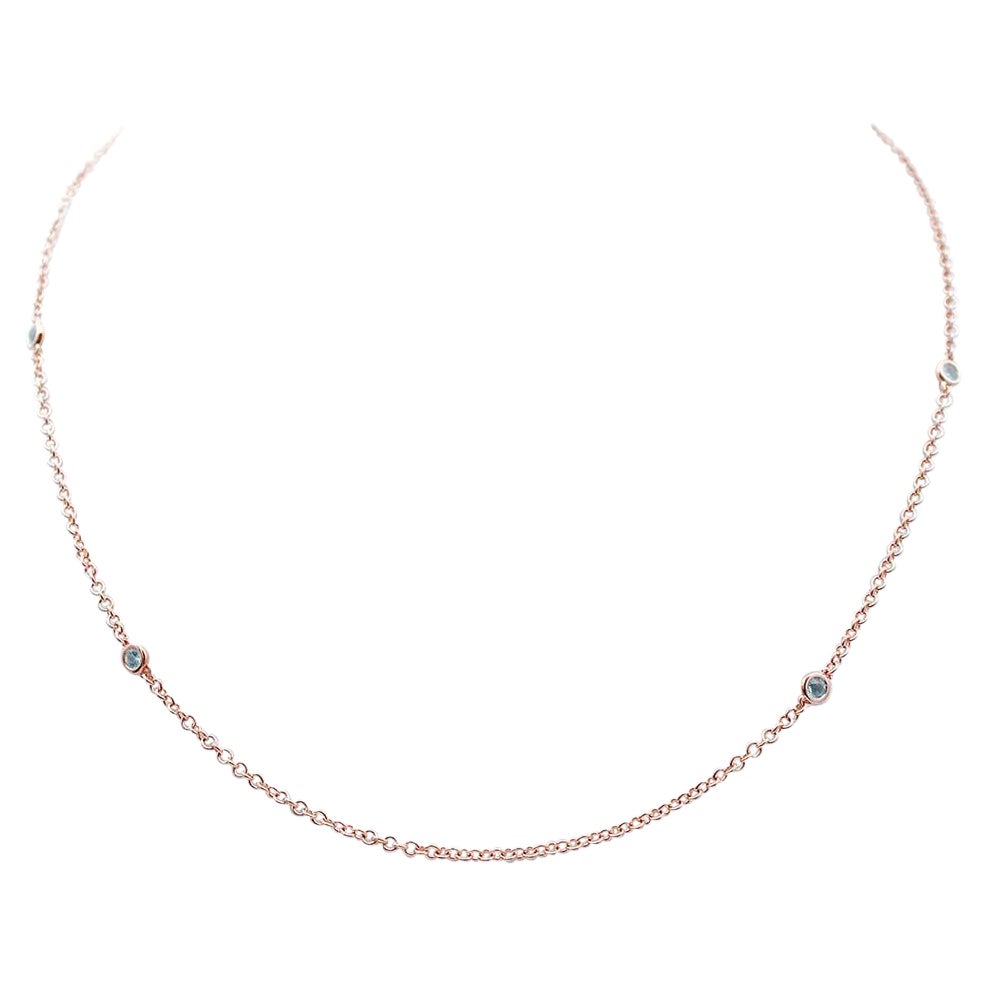 Aquamarine, 18 Karat Rose Gold Moden Necklace