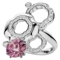 Pink Tourmaline and Diamond 18ct White Gold Cocktail Ring