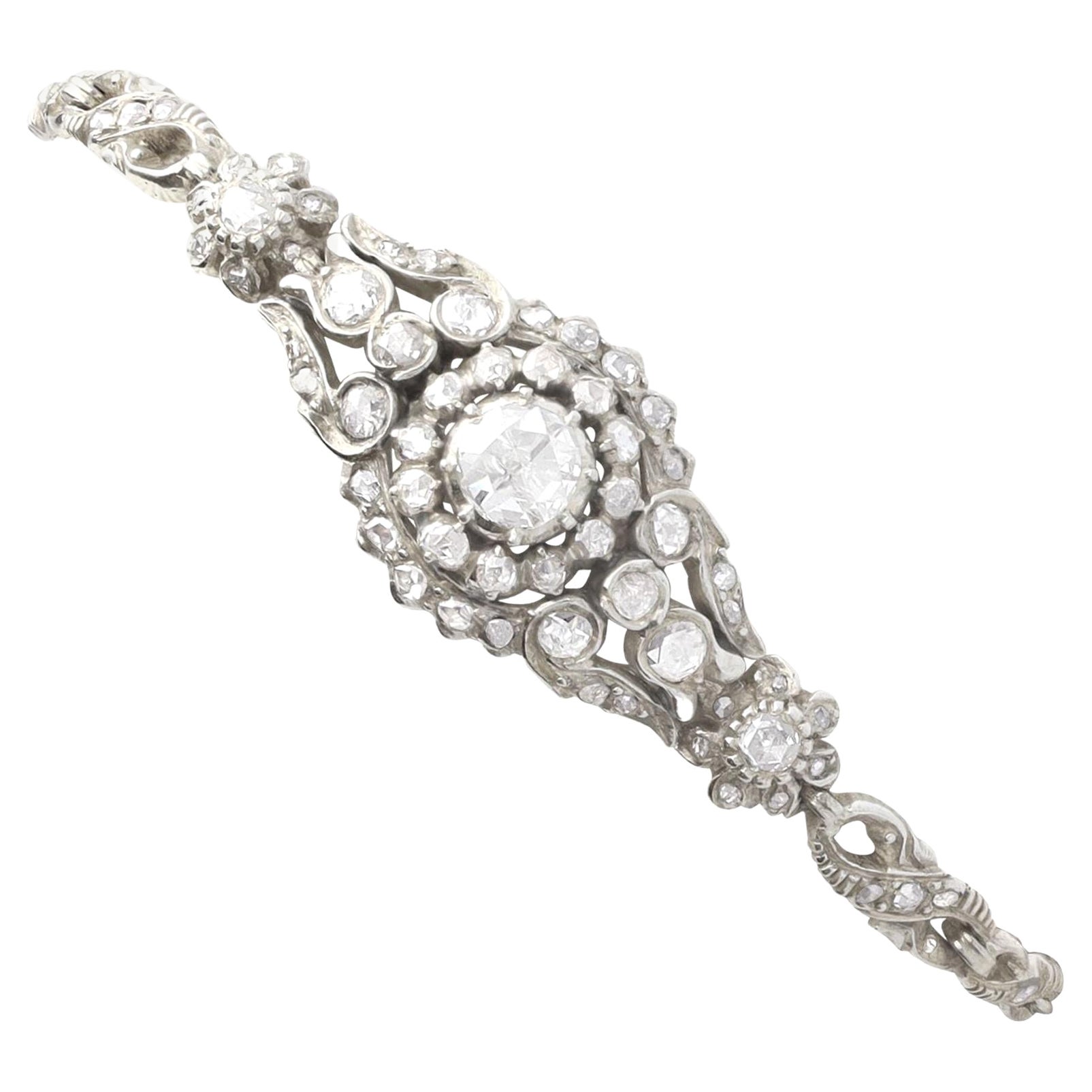 Vintage 2.75 Carat Diamond White Gold Bracelet For Sale