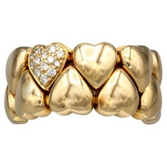 Cartier Flexible Pave Diamond Heart 18k Gold Band Ring