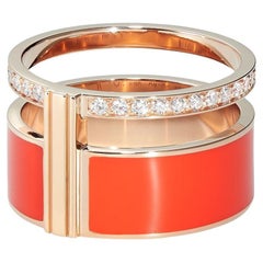 Repossi Berbere Miami Coral Pink Lacquer 18k Rose Gold Diamond Ring