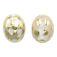 Tiffany & Co. Positive Negative Mother of Pearl Gold Oval Earrings