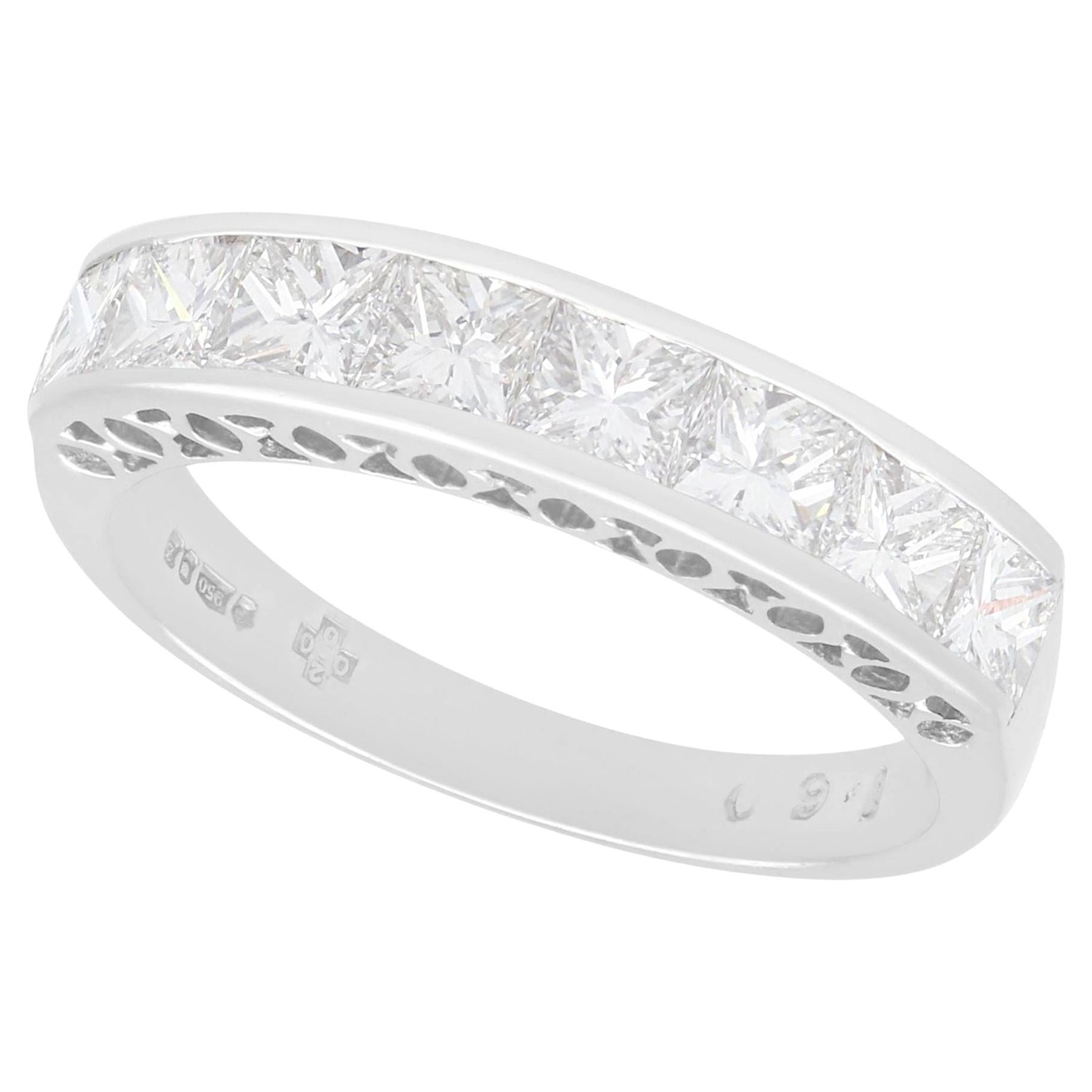 1.66 carat Diamond and Platinum Half Eternity Engagement Ring For Sale