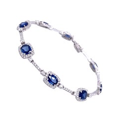 18ct White Gold Ceylon Sapphire & Diamond Bracelet