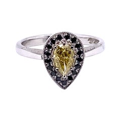 Handmade Platinum & Fancy Yellow & Black Diamond Ring