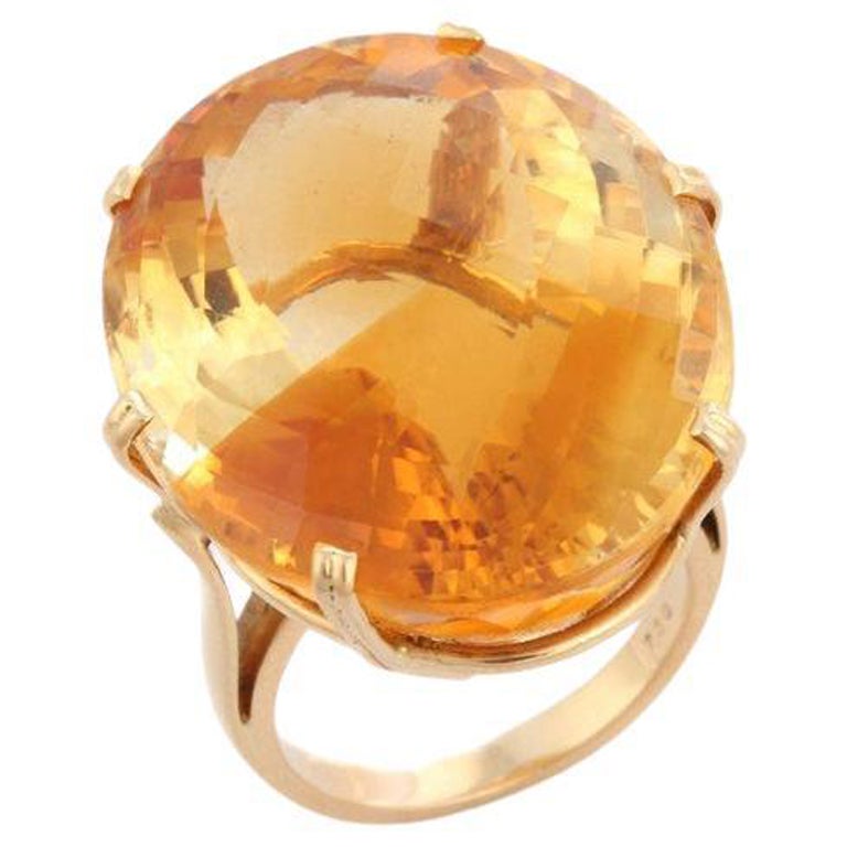 58.5 ct Citrine Satement Cocktail Ring in 18K Yellow Gold 