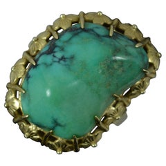 Vintage Large Turquoise and 14 Carat Gold Statement Ring