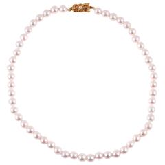 Mikimoto Pearl Necklace with Accent Diamond Clasp