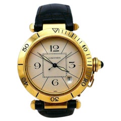 Retro Pasha de Cartier Yellow Gold Wrist Watch