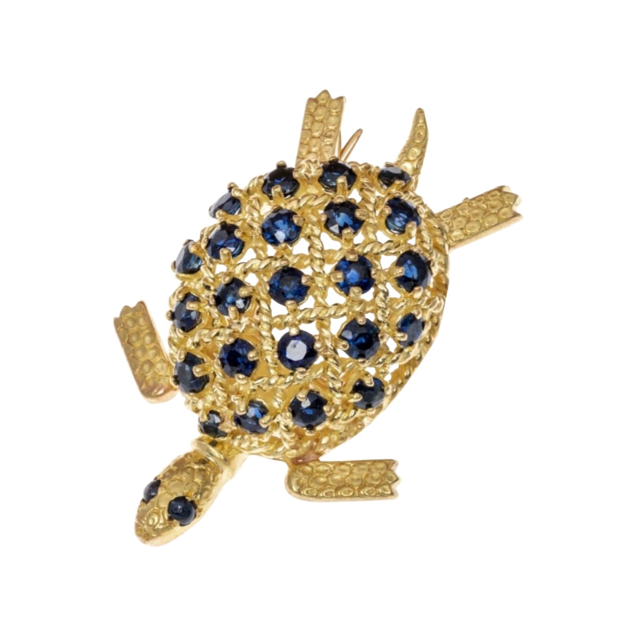 18k Gold Cartier Sapphire Turtle Brooch