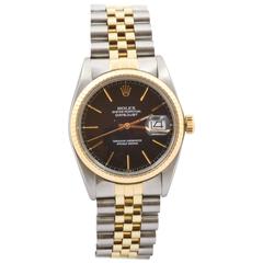 Vintage Rolex Yellow Gold Stainless Steel DateJust Wristwatch Ref 16030