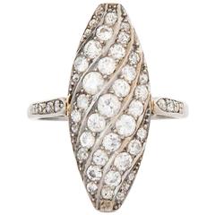 Marquise Shaped Diamond Platinum Cluster Ring