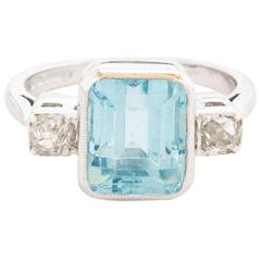 5.00 Carat Aquamarine Diamond Gold Ring