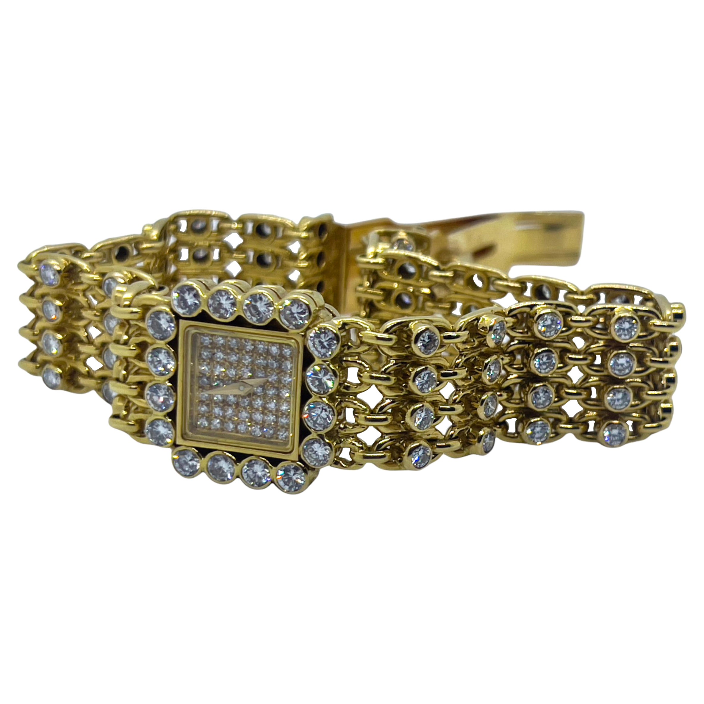 Jahan Geneve Montre pour femme en or jaune 18 carats et diamants  en vente