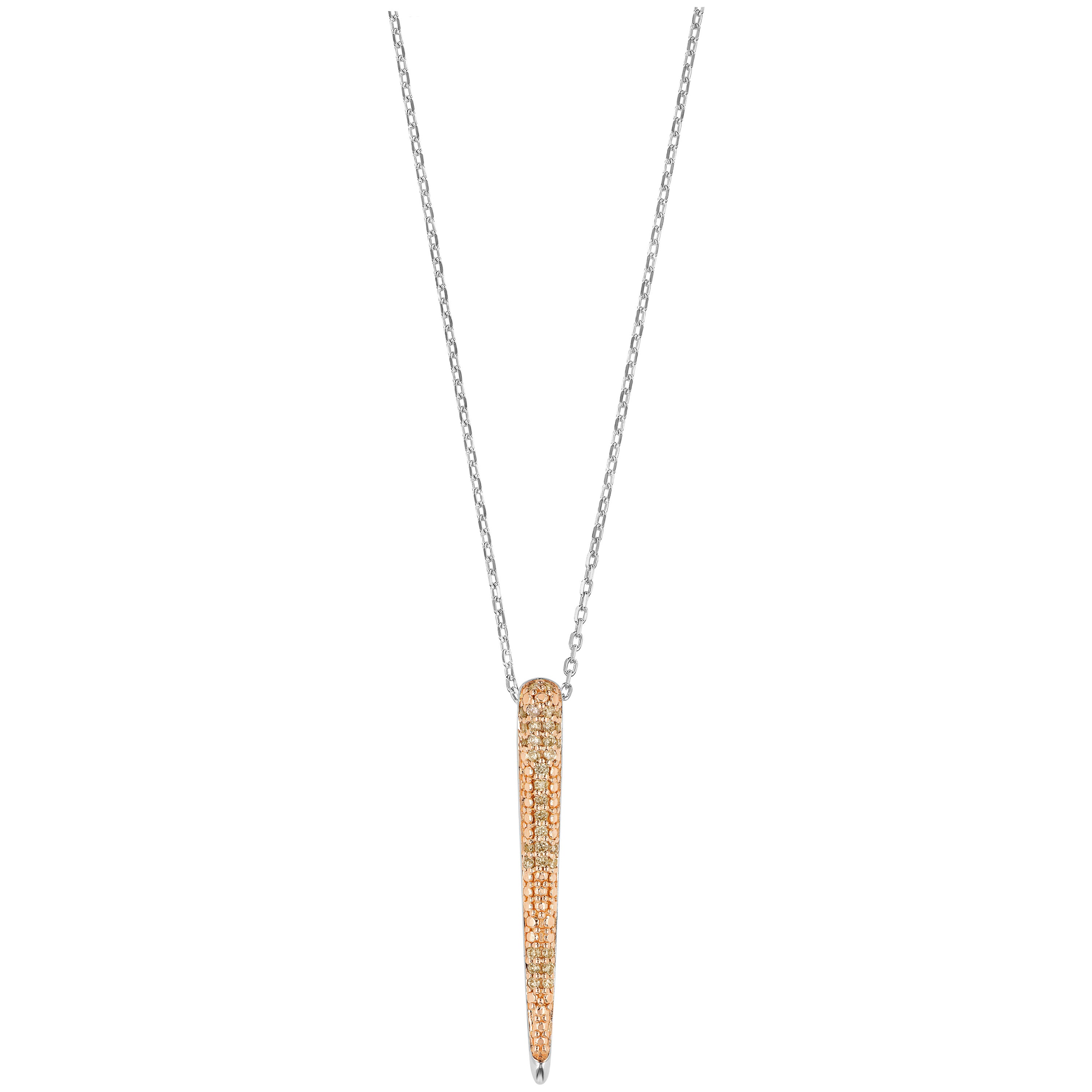 Brown Diamond Bar Pendant Set in Rose Gold Sterling Silver For Sale