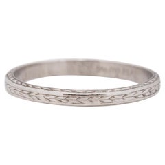 Art Deco Platinum Chevron Design Vintage Unisex Stackable Wedding Band