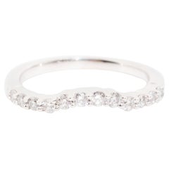 0.30 Carat Curved Vintage Round White Diamond Eternity Band 14 Carat White Gold