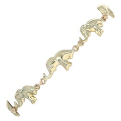Yellow Gold Elephant Link Bracelet, 14k Pachyderm
