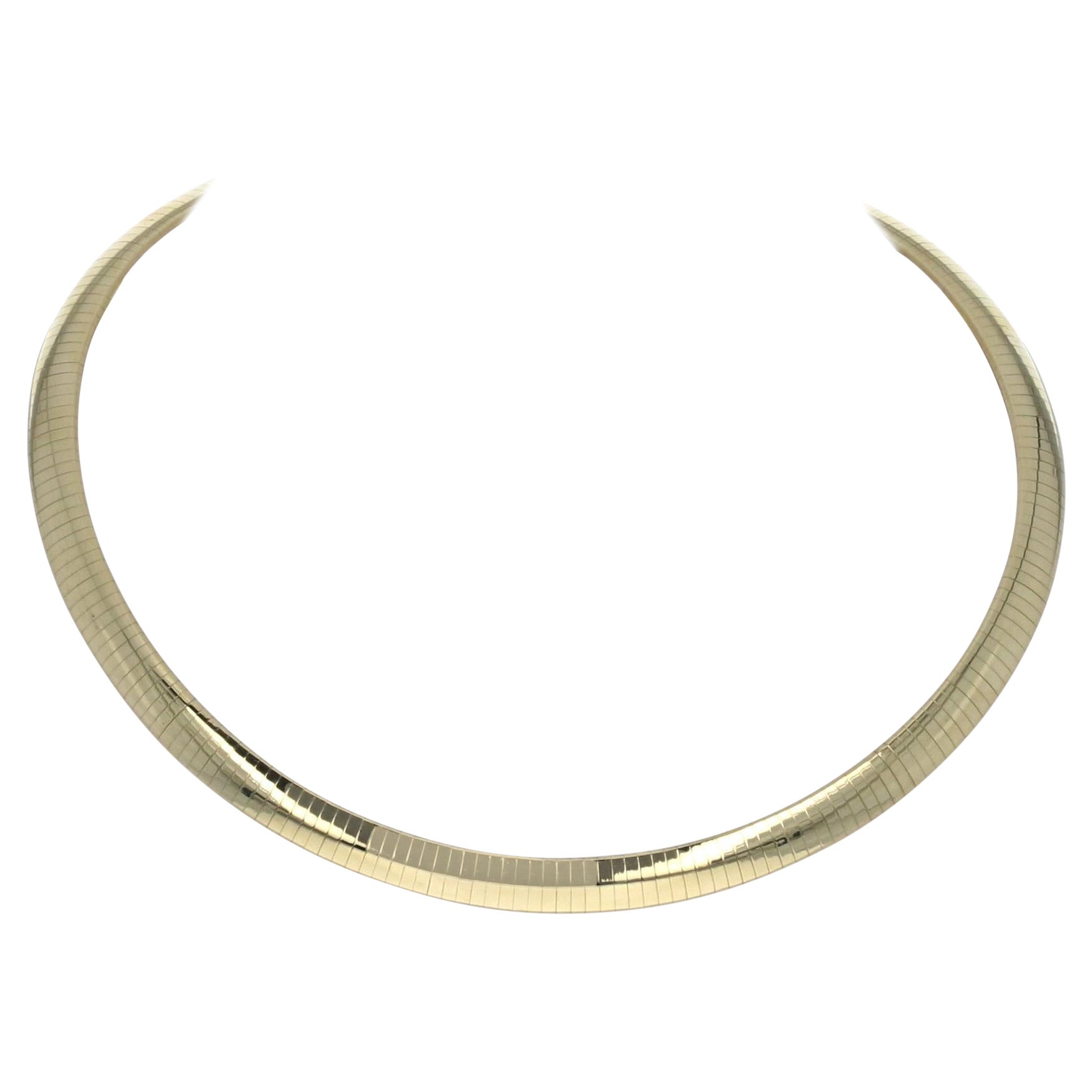 Yellow Gold Omega Chain Necklace, 14k Italy