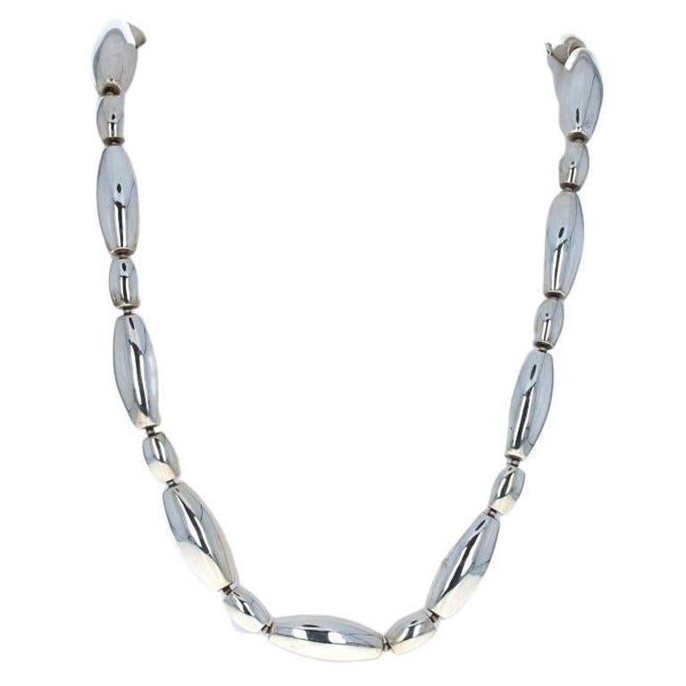 Sterling Bead Necklace, Sterling Silver Lobster Claw Clasp For Sale at