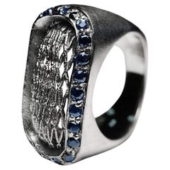 Handmade 925 Sterling Silver Arriah Sapphire Ring with Black Rhodium Plating