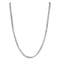 Curb Chain Necklace, 14k White Gold Lobster Claw Clasp