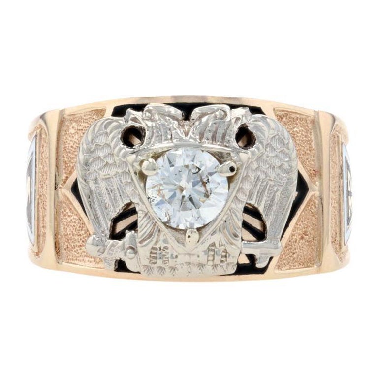 Yellow Gold Scottish Rite 32nd Degree Diamond Vintage Ring 14k Masonic ...