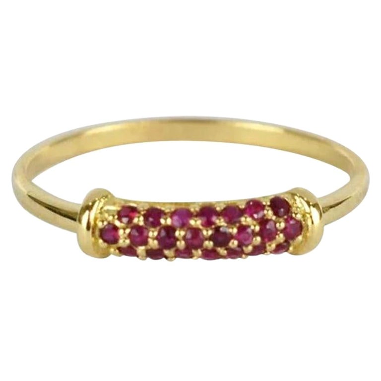 14K Solid Gold Ring Natural Ruby Cluster Ring July Birthstone Ring
