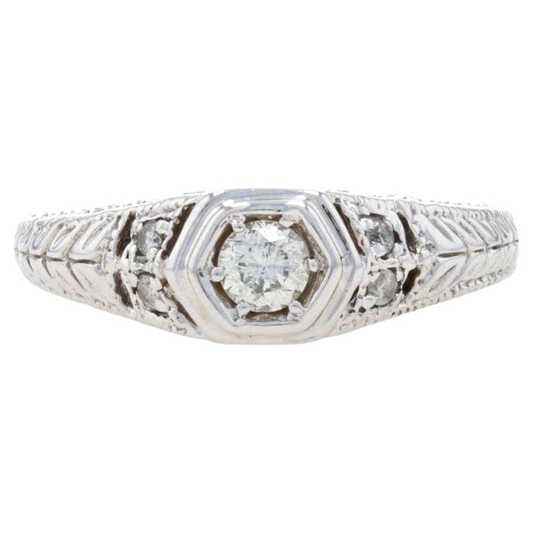 18 Karat White Gold and Diamond Engagement Ring at 1stDibs